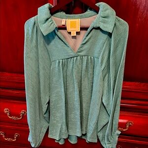Elegant Emily McCarthy Turquoise Women's Top NWOT